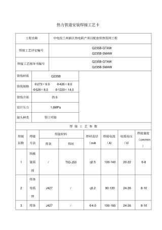 焊接工艺卡GTAW+SMAW