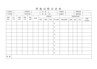 焊接过程记录表