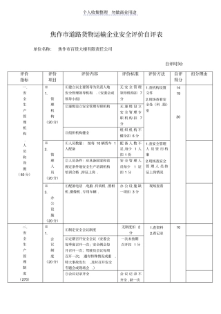 焦作道路货物运输安全评价自评表