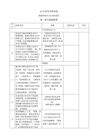 焦化企业安全检查表