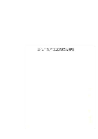 焦化厂生产工艺流程及说明