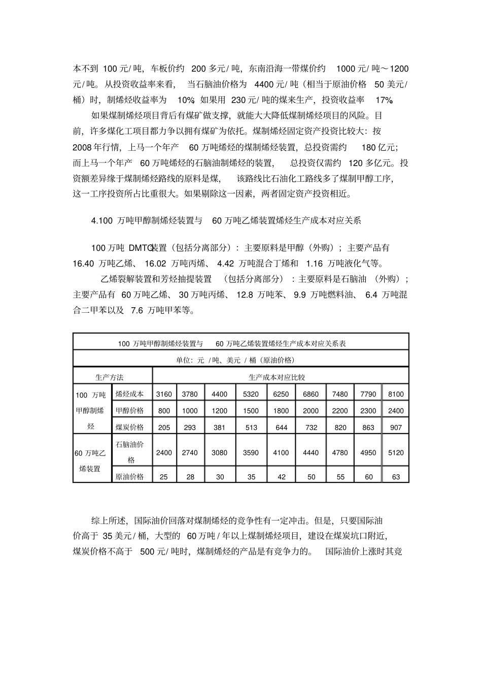 煤制烯烃成本分析_第2页