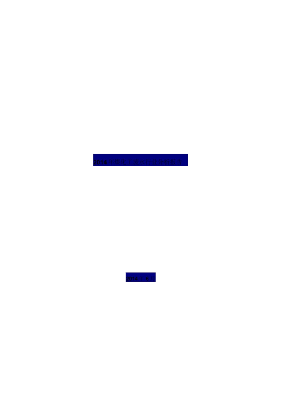 煤化工废水行业分析报告_第1页