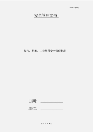 煤气、粗苯、工业场所安全管理制度