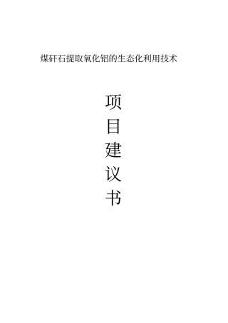 煤矸石提取氧化铝的生态化利用技术项目建议书