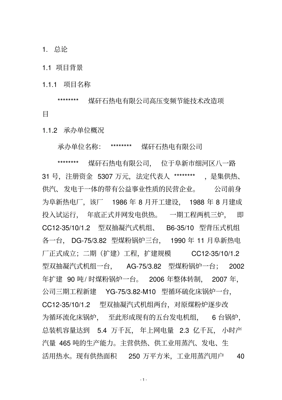煤矸石热电有限公司高压变频建设节能技术项目可行性研究报告_第3页
