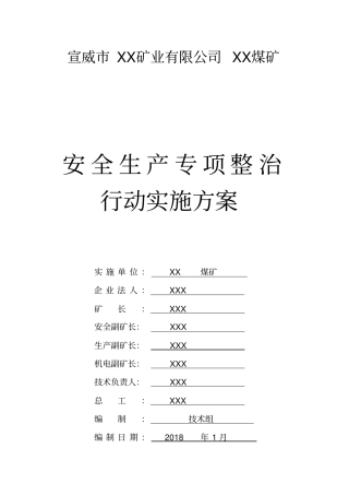 煤矿安全生产专项整治行动实施方案