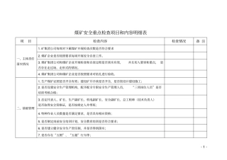 煤矿领域安全生产大检查工作方案