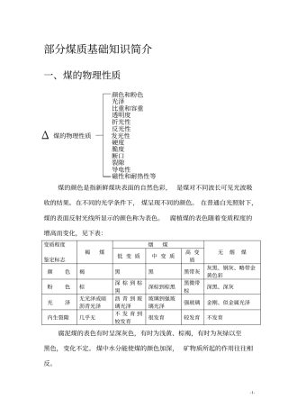 煤质基础知识汇总