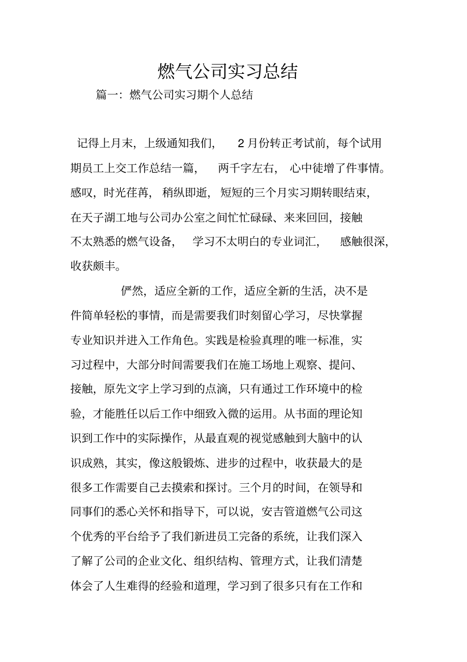燃气公司实习总结_第1页