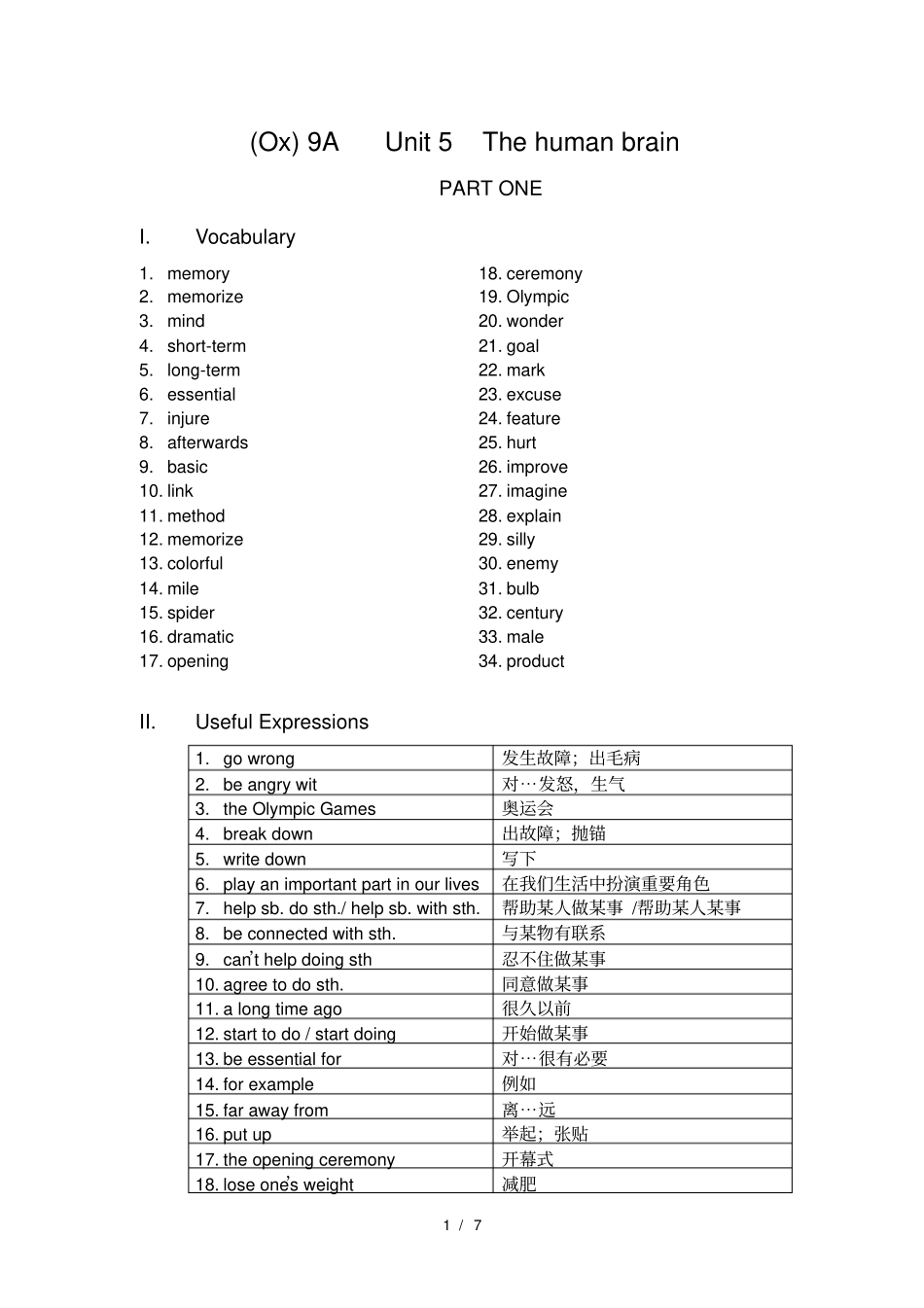 牛津上海版初三九年级上英语unit5知识点及练习_第1页