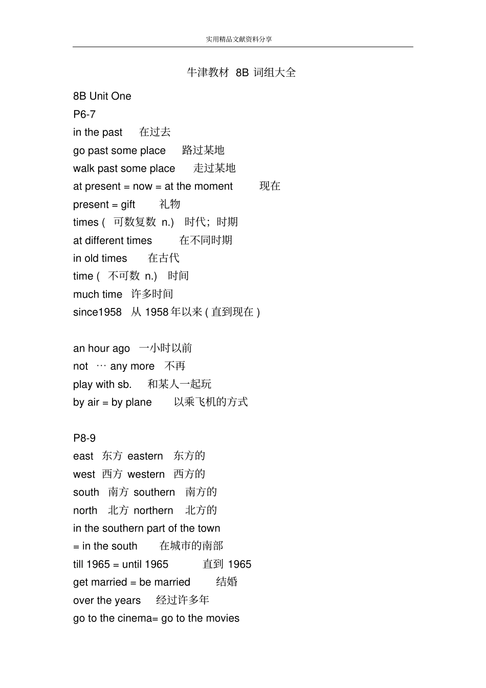 牛津教材8B词组大全_第1页