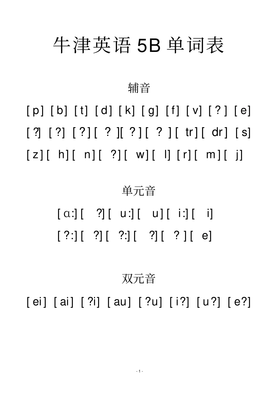 牛津英语5B单词表_第1页