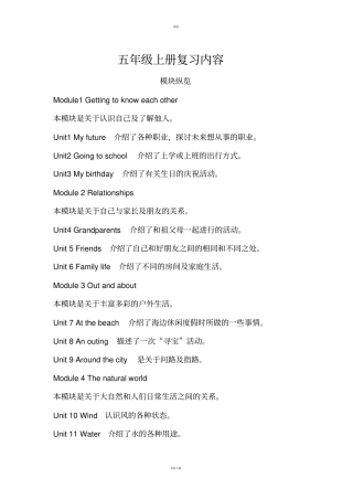 牛津英语五年级上册知识点整理