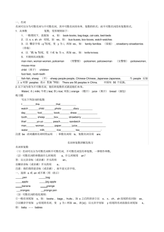牛津英语六年级-汇总-小学英语名词变复数练习