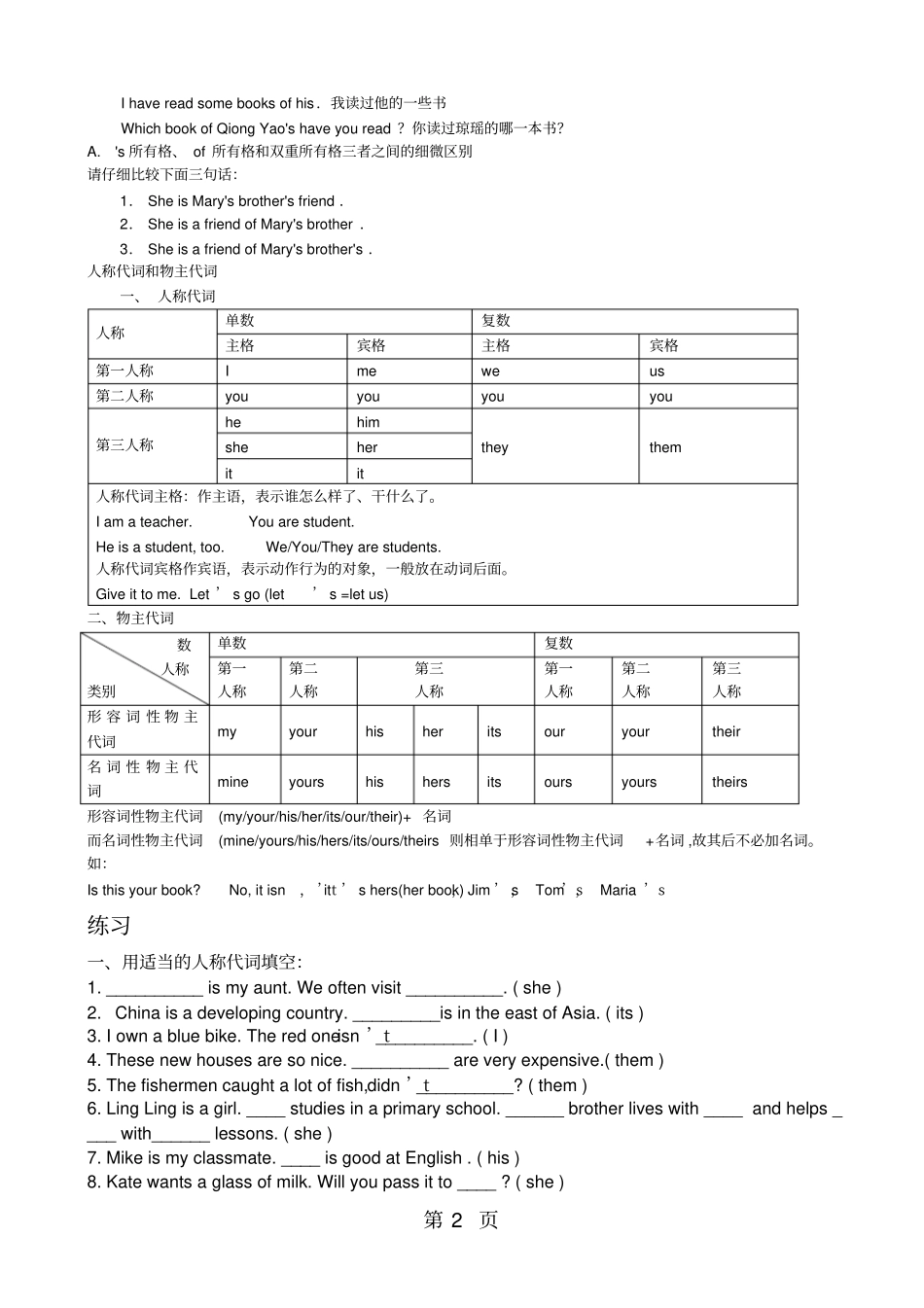 牛津译林版7BUnit3语法及知识点-精选教育文档_第2页