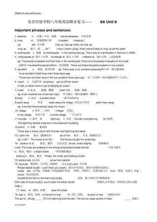 牛津译林版英语八上期末复习Unit8