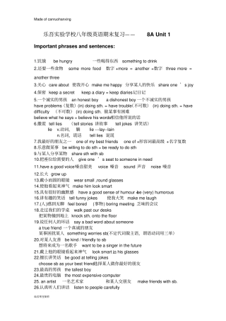 牛津译林版英语八上期末复习——Unit1