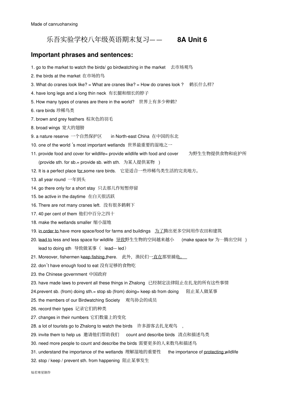 牛津译林版英语八上期末复习——Unit6_第1页