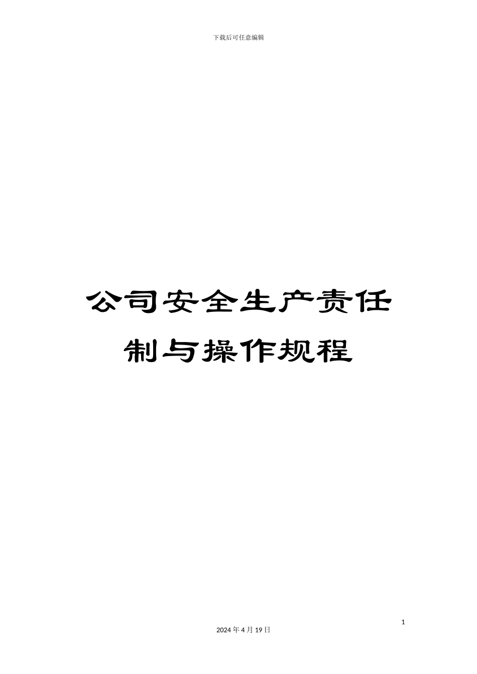 公司安全生产责任制与操作规程_第1页