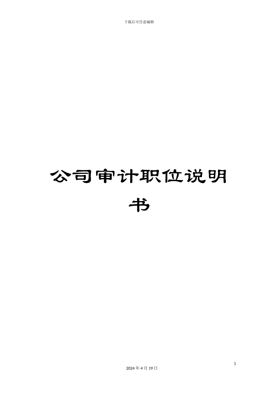 公司审计职位说明书_第1页