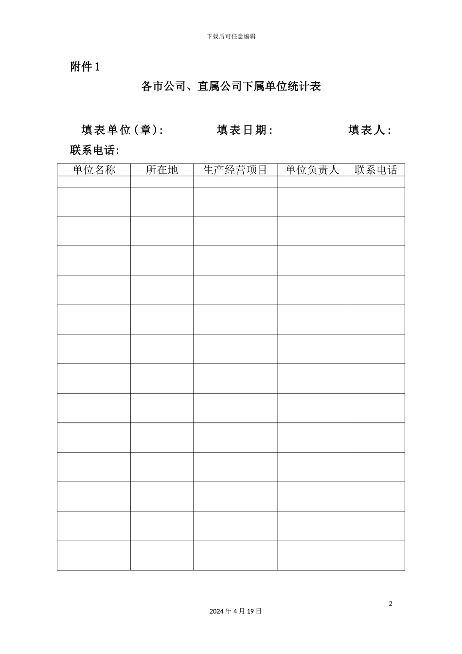 公司应急预案统计表_第2页