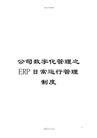 公司数字化管理之ERP日常运行管理制度