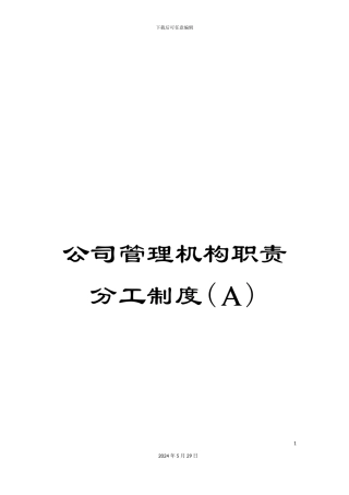 公司管理机构职责分工制度(A)