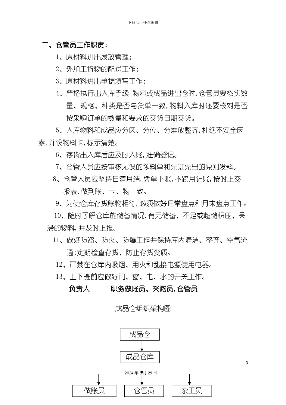公司组织架构图与仓库管理规定_第3页