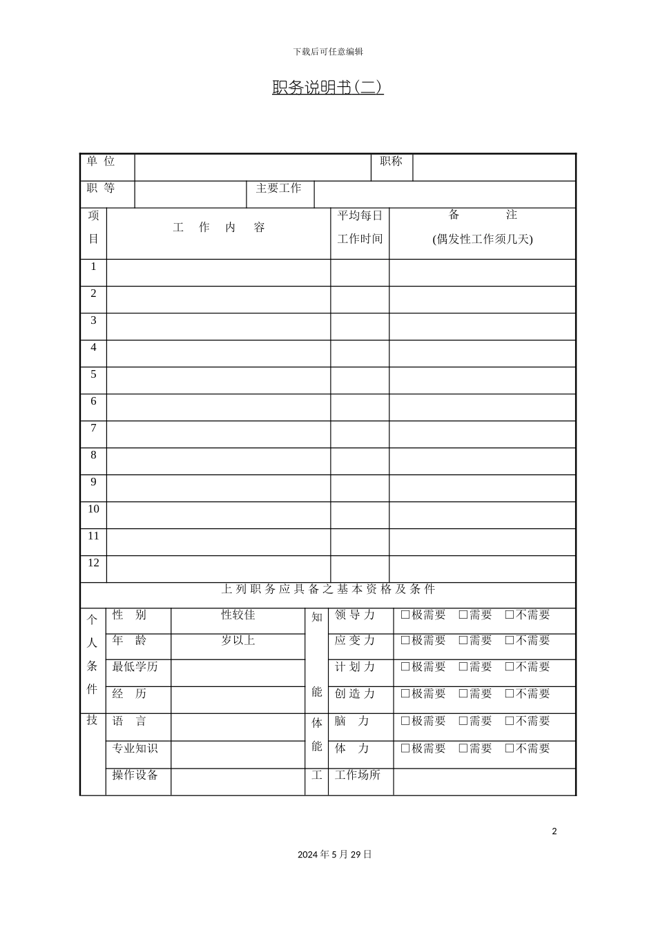 公司职位职务说明书_第2页