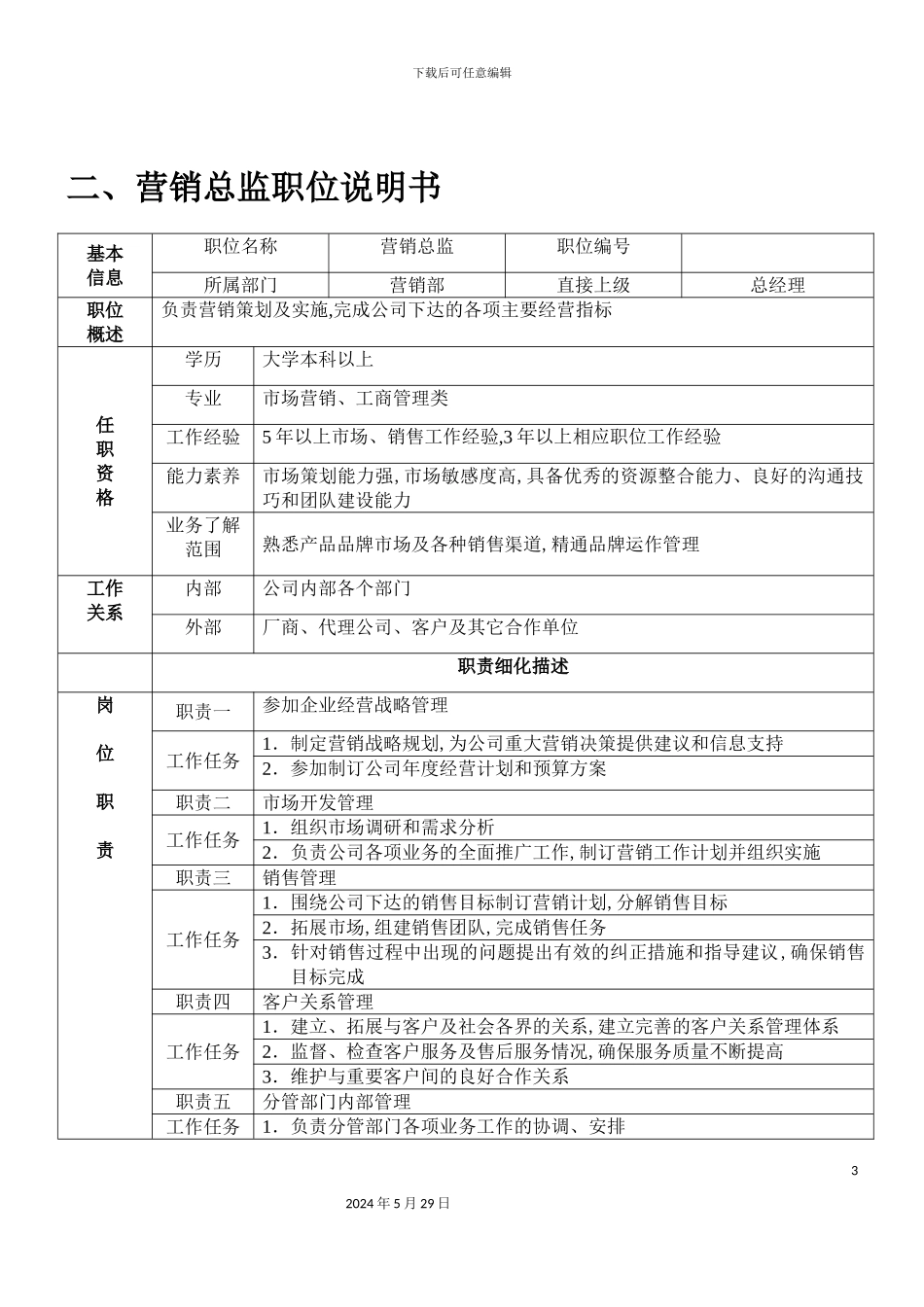 公司职位说明书范本_第3页