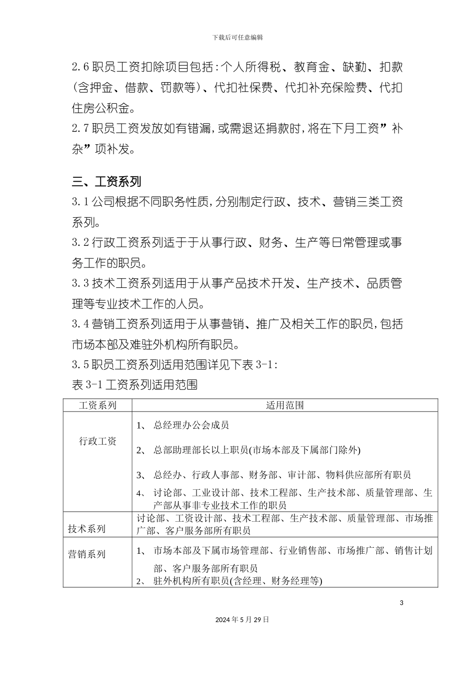 公司职工工资制度实施规范_第3页