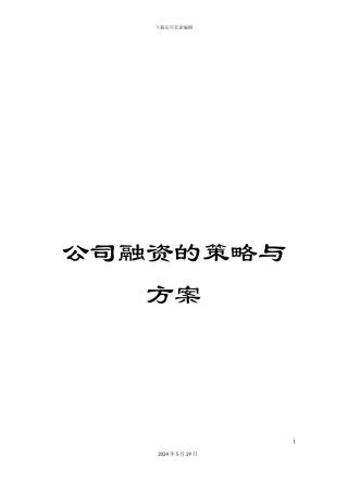 公司融资的策略与方案