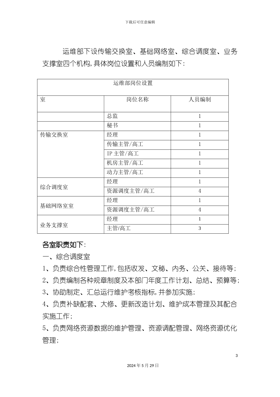 公司运维部组织架构与岗位说明书_第3页