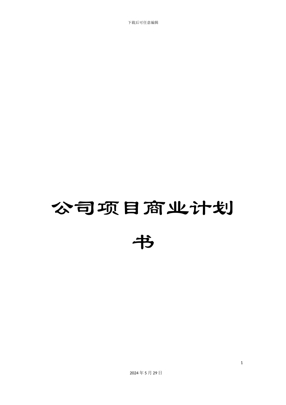 公司项目商业计划书_第1页