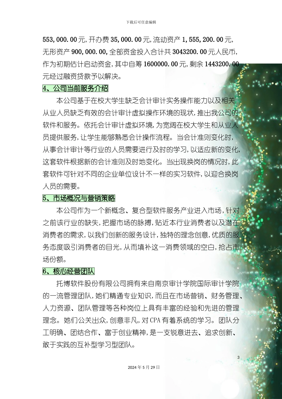 公司项目商业计划模拟书_第3页