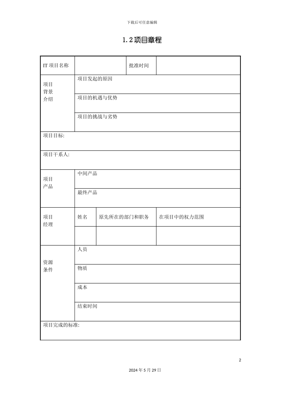 公司项目管理章程_第2页