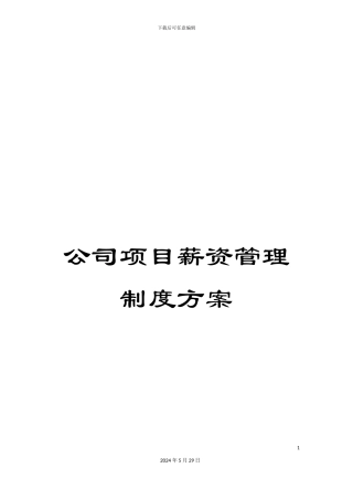 公司项目薪资管理制度方案