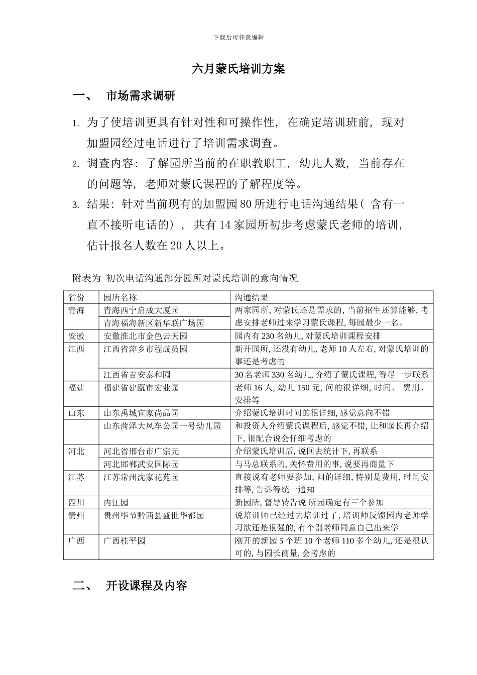 六月蒙氏培训方案及流程样本_第1页