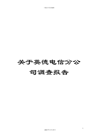 关于英德电信分公司调查报告
