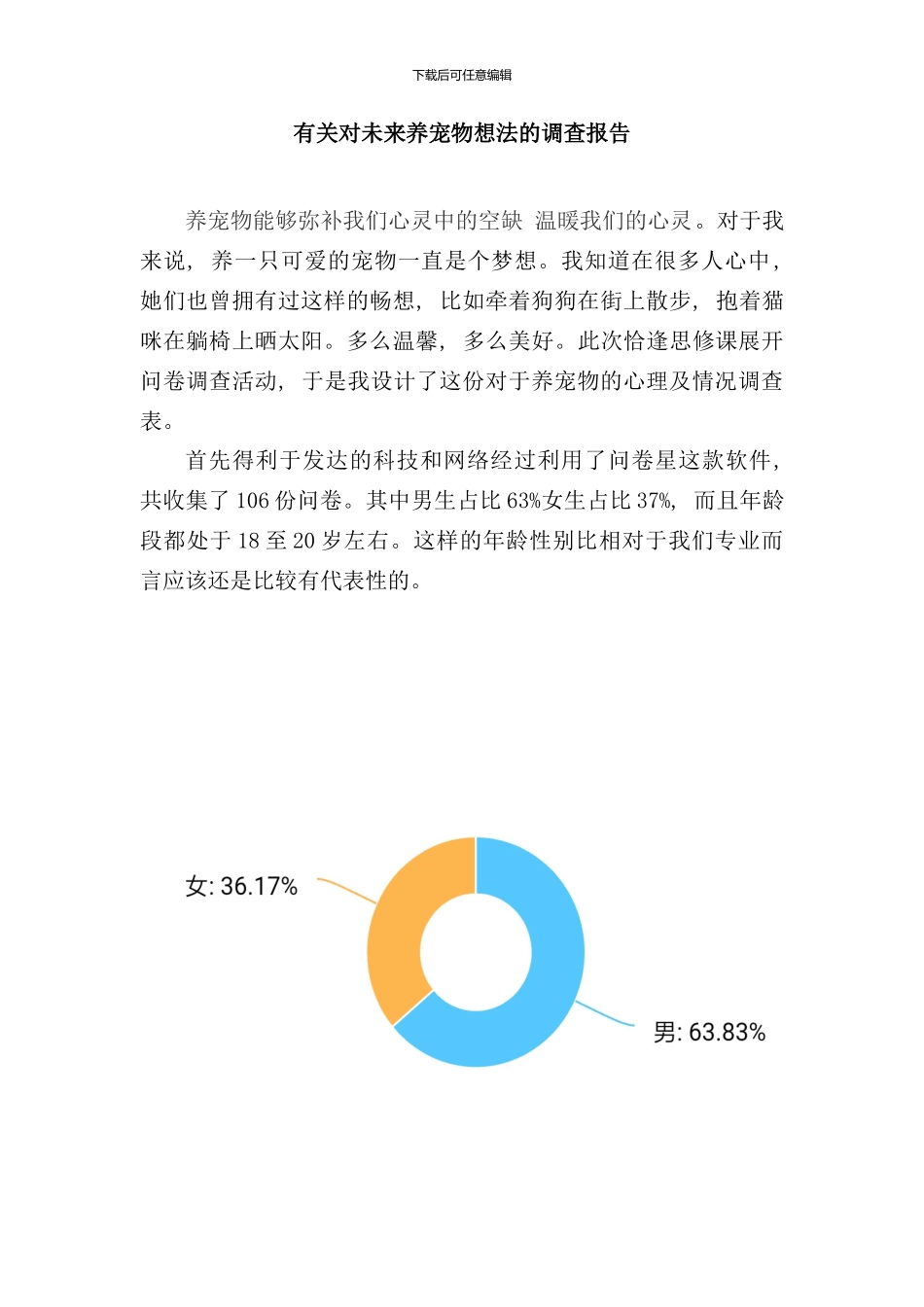 养宠物想法调查报告样本_第1页