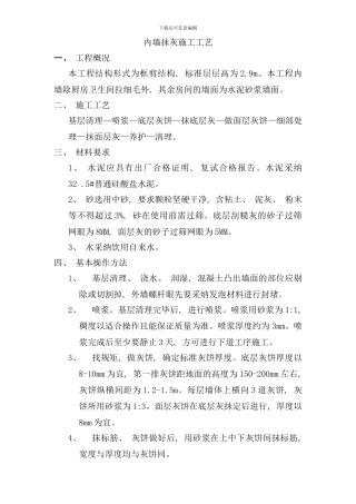 内墙抹灰施工工艺样本