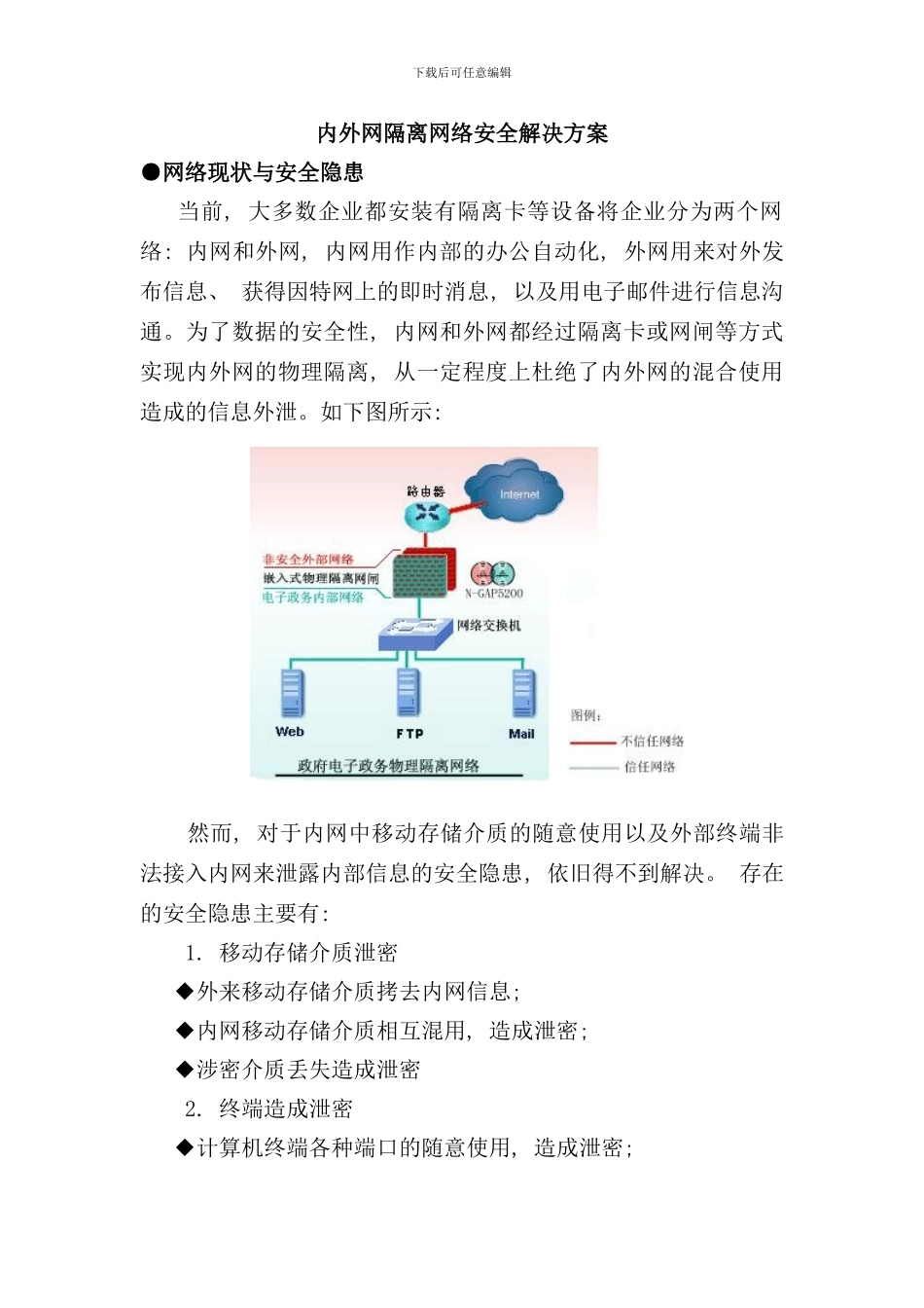 内外网隔离网络安全解决方案样本_第1页