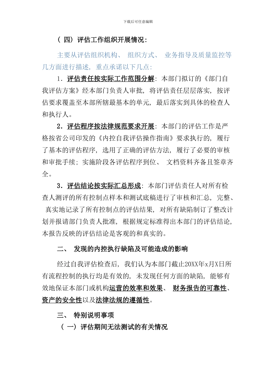 内控自我评估报告模板样本_第2页