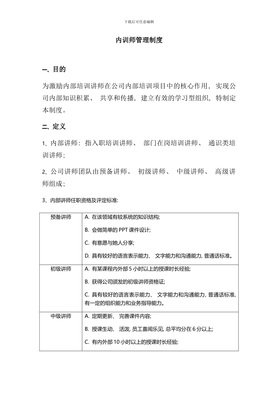 内训师管理制度样本_第1页