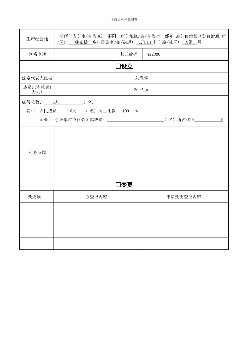 农业合作社备案申请书样本_第2页