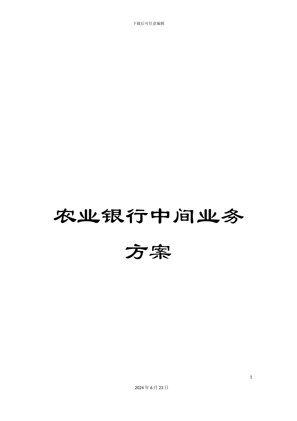 农业银行中间业务方案_第1页