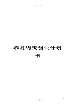 农村淘宝创业计划书