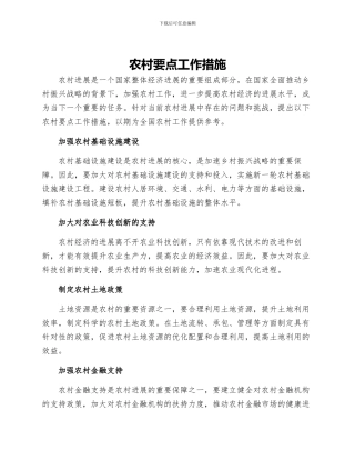 农村要点工作措施