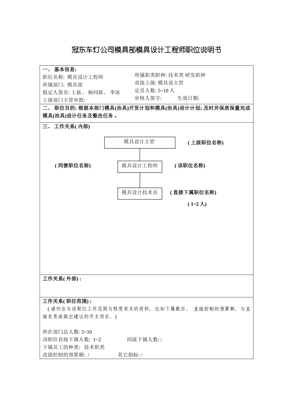 冠东车灯公司模具部模具设计工程师职位说明书_第3页